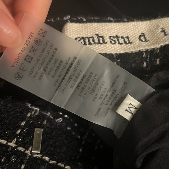 NWT wide leg tweed dad pants black&navy&golden tweed - Picture 5 of 5